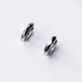 Unisex 925 rhodium silver hoop earrings - GG UNIQUE