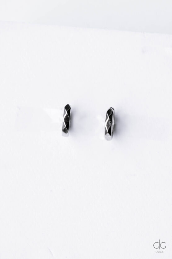 Unisex 925 rhodium silver hoop earrings - GG UNIQUE