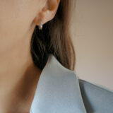 Unisex 925 rhodium silver hoop earrings - GG UNIQUE