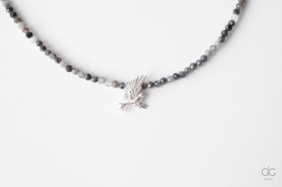 Tanzanite stone necklace with 925 silver bird pendant - GG UNIQUE