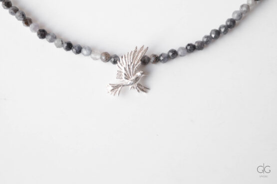 Tanzanite stone necklace with 925 silver bird pendant - GG UNIQUE