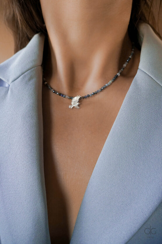 Tanzanite stone necklace with 925 silver bird pendant - GG UNIQUE