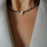 Tanzanite stone necklace with 925 silver bird pendant - GG UNIQUE