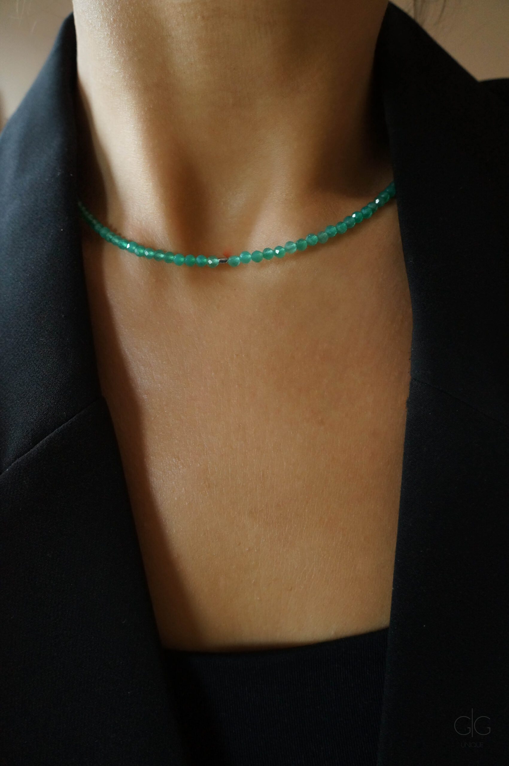 Green Agate Stone Necklace - GG UNIQUE