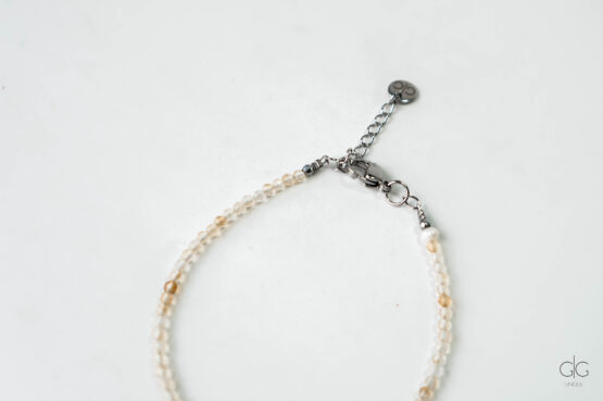 Citrine Stone Bracelet with Freshwater Pearl - GG UNIQUE