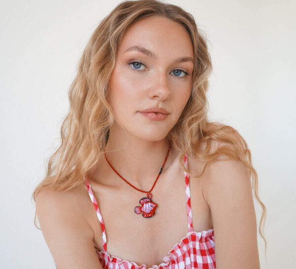 Red Crystal Necklace with Fish Pendant - GG UNIQUE