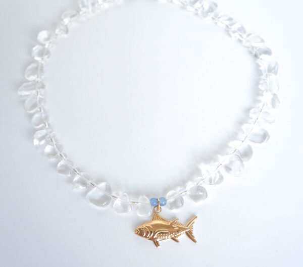 Mountain Crystal Necklace with a Fish Pendant - GG UNIQUE