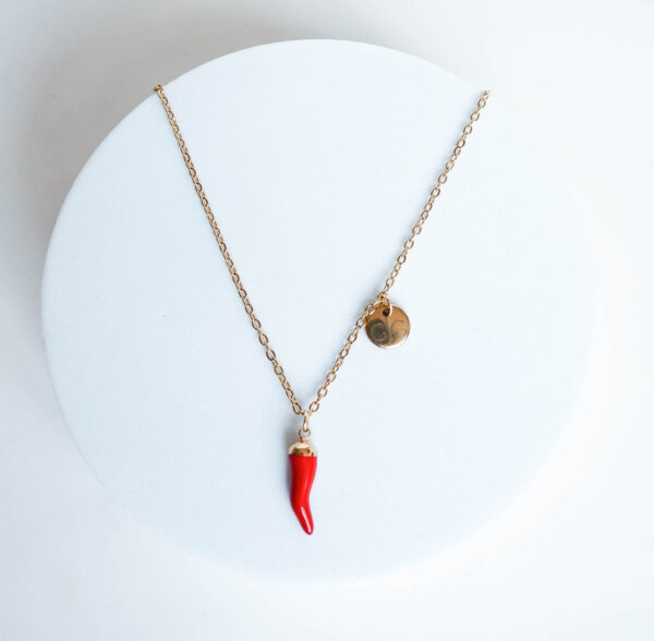 Gold-plated Stainless Steel Necklace with Chili Pepper Pendant - GG UNIQUE