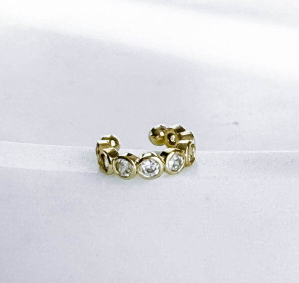 Gold-plated Stainless Steel Ear Cuff with Zircon - GG UNIQUE
