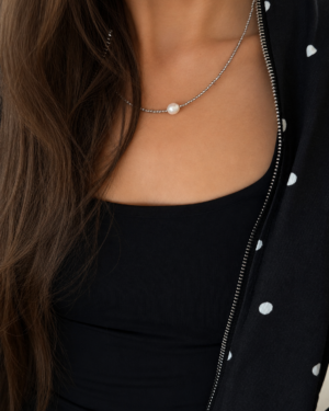 Freshwater Pearl Necklace with Hematite Beads – Stainless Steel, Tarnish Resistant