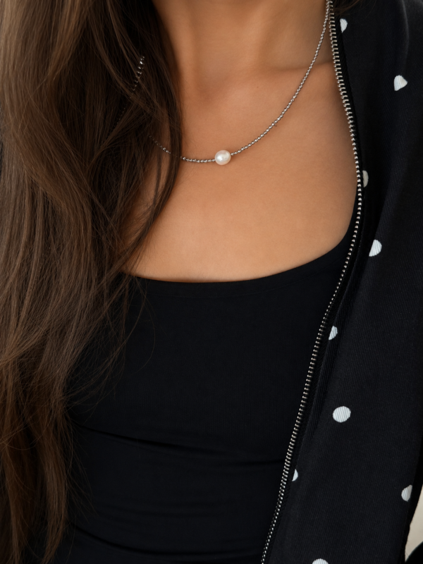 Freshwater Pearl Necklace with Hematite Beads – Stainless Steel, Tarnish Resistant