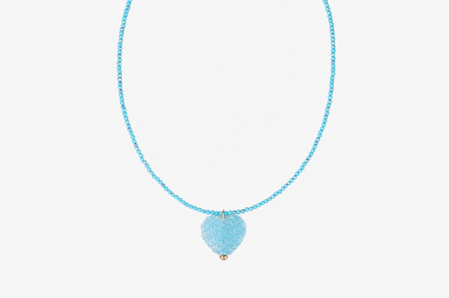 Candy Heart necklace with turquoise beads and blue acrylic heart - GG UNIQUE